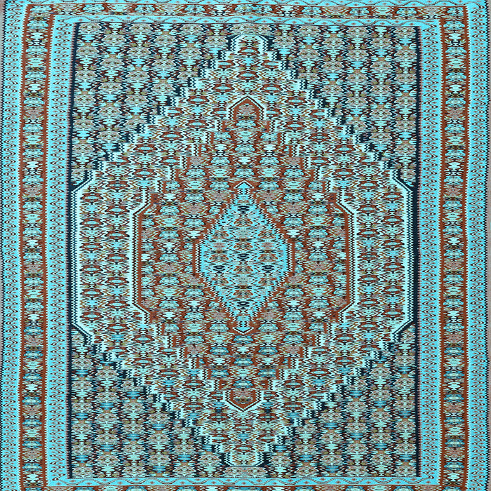 Square Machine Washable Southwestern Light Blue Country Rug, wshtr228lblu