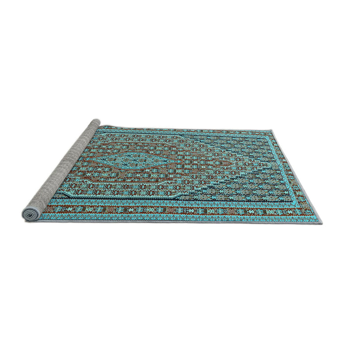 Sideview of Machine Washable Southwestern Light Blue Country Rug, wshtr228lblu
