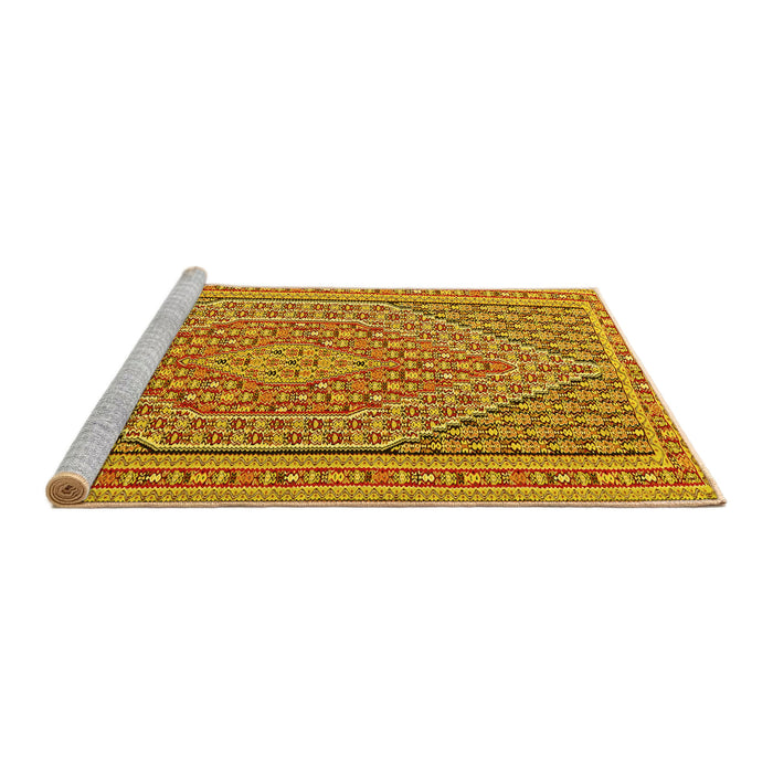 Sideview of Machine Washable Southwestern Yellow Country Rug, wshtr228yw