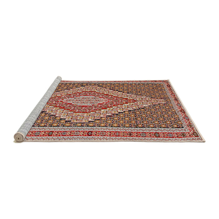 Sideview of Machine Washable Traditional Brown Rug, wshtr229