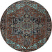 Round Machine Washable Persian Light Blue Traditional Rug, wshtr2290lblu