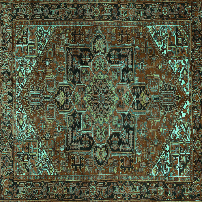 Square Persian Turquoise Traditional Rug, tr2290turq