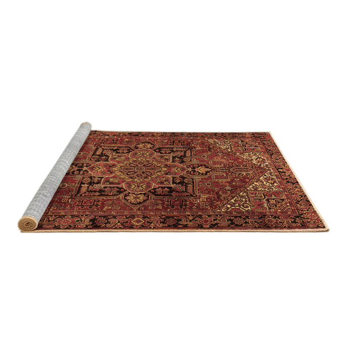 Sideview of Machine Washable Persian Brown Traditional Rug, wshtr2290brn