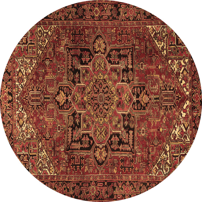 Round Persian Brown Traditional Rug, tr2290brn