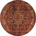 Round Persian Brown Traditional Rug, tr2290brn