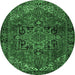 Round Machine Washable Persian Emerald Green Traditional Area Rugs, wshtr2290emgrn