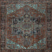 Square Machine Washable Persian Light Blue Traditional Rug, wshtr2290lblu