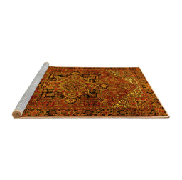 Sideview of Machine Washable Persian Yellow Traditional Rug, wshtr2290yw