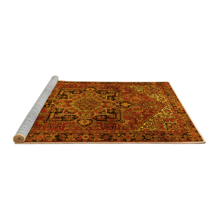 Sideview of Machine Washable Persian Yellow Traditional Rug, wshtr2290yw