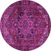 Round Machine Washable Persian Purple Traditional Area Rugs, wshtr2290pur