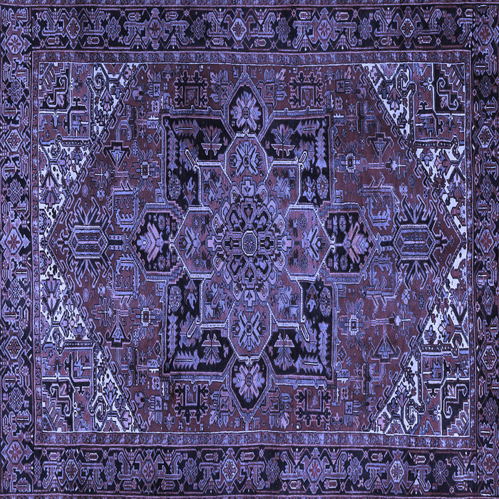 Square Machine Washable Persian Blue Traditional Rug, wshtr2290blu