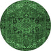 Round Persian Emerald Green Traditional Rug, tr2290emgrn