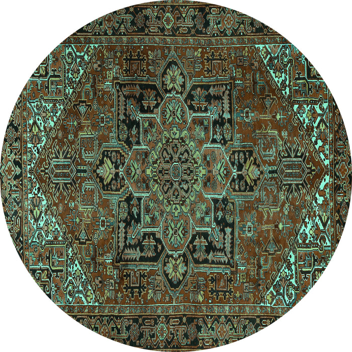 Round Persian Turquoise Traditional Rug, tr2290turq