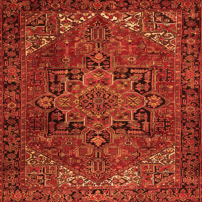 Round Machine Washable Persian Orange Traditional Area Rugs, wshtr2290org