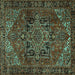 Square Machine Washable Persian Turquoise Traditional Area Rugs, wshtr2290turq