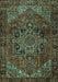 Machine Washable Persian Turquoise Traditional Area Rugs, wshtr2290turq