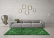 Machine Washable Persian Emerald Green Traditional Area Rugs in a Living Room,, wshtr2290emgrn