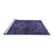 Sideview of Machine Washable Persian Blue Traditional Rug, wshtr2290blu