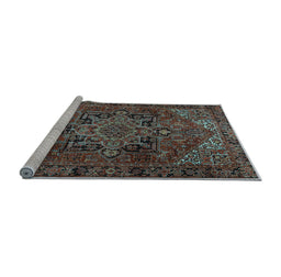 Sideview of Machine Washable Persian Light Blue Traditional Rug, wshtr2290lblu