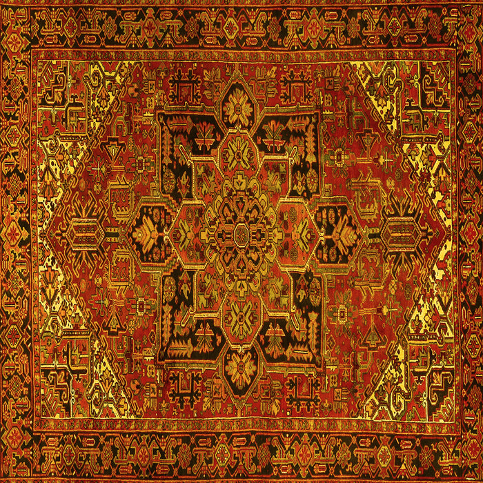 Square Machine Washable Persian Yellow Traditional Rug, wshtr2290yw