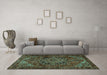 Machine Washable Persian Turquoise Traditional Area Rugs in a Living Room,, wshtr2290turq