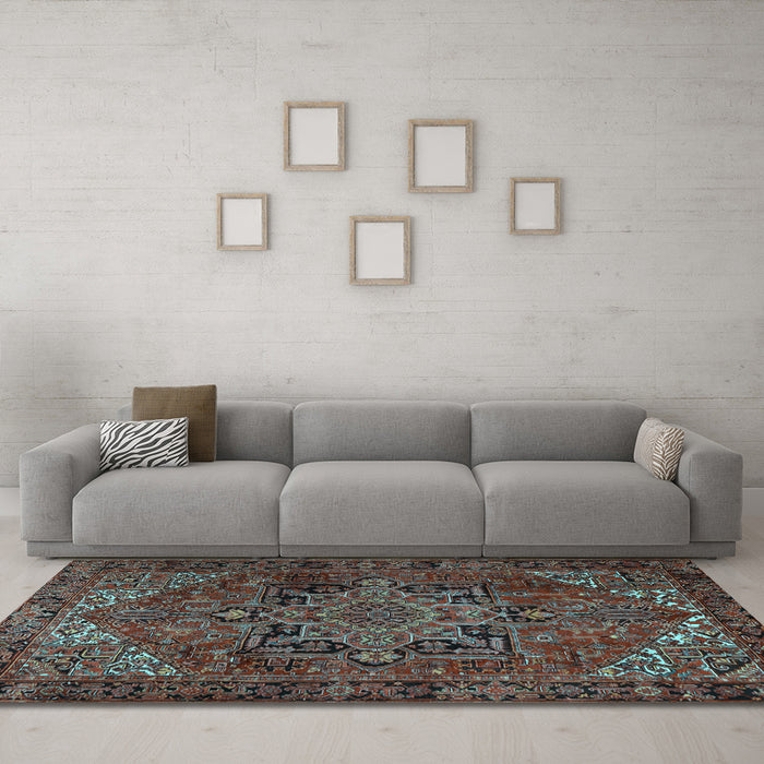 Machine Washable Persian Light Blue Traditional Rug in a Living Room, wshtr2290lblu