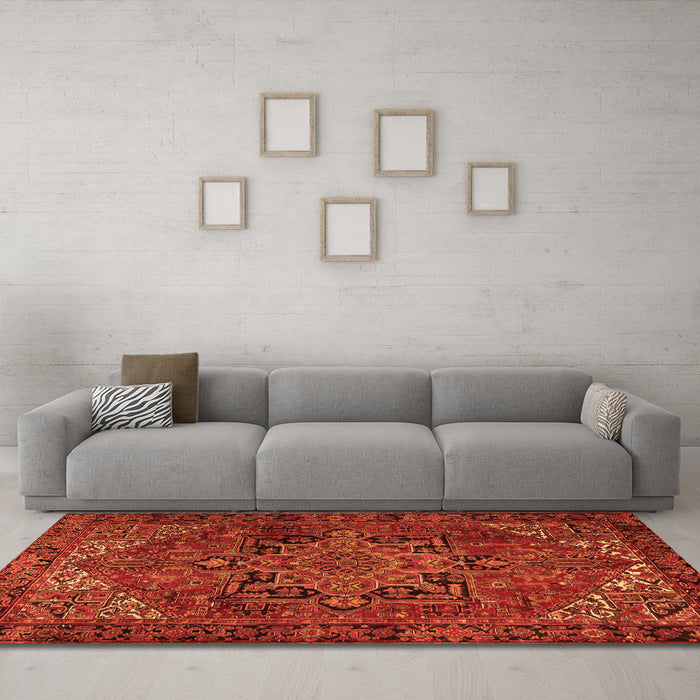 Machine Washable Persian Orange Traditional Area Rugs in a Living Room, wshtr2290org