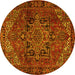 Round Machine Washable Persian Yellow Traditional Rug, wshtr2290yw