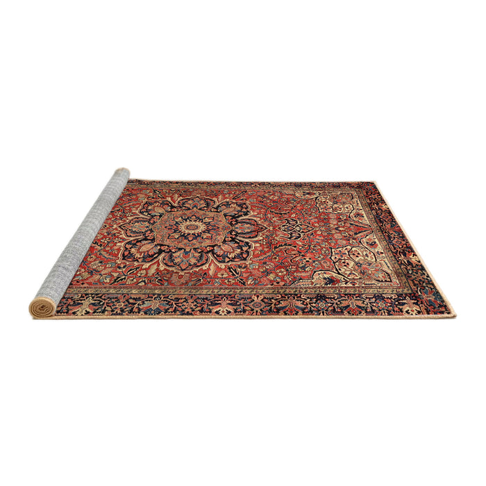 Sideview of Machine Washable Traditional Saffron Red Rug, wshtr2291