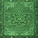 Square Machine Washable Persian Emerald Green Traditional Area Rugs, wshtr2291emgrn