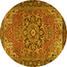 Round Machine Washable Persian Yellow Traditional Rug, wshtr2291yw