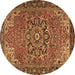 Round Persian Brown Traditional Rug, tr2291brn