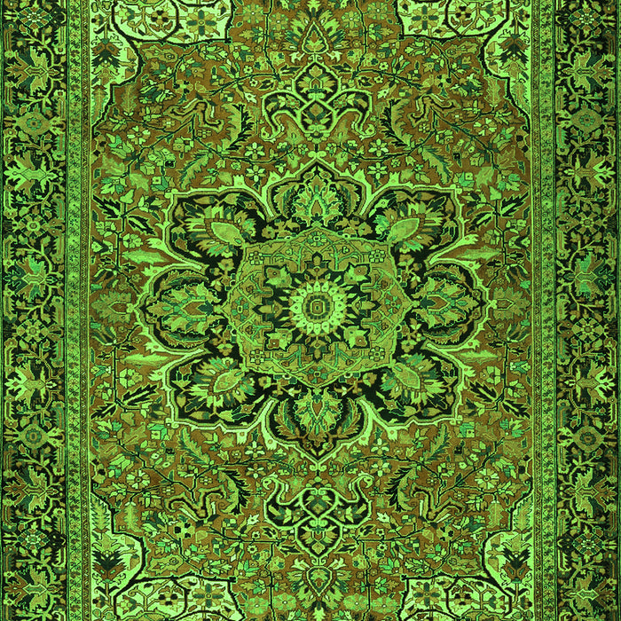Serging Thickness of Machine Washable Persian Green Traditional Area Rugs, wshtr2291grn
