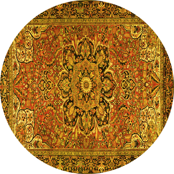 Round Persian Yellow Traditional Rug, tr2291yw