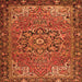 Round Machine Washable Persian Orange Traditional Area Rugs, wshtr2291org