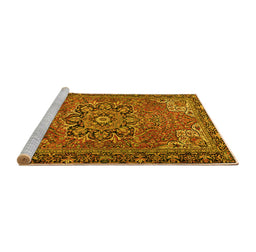 Sideview of Machine Washable Persian Yellow Traditional Rug, wshtr2291yw