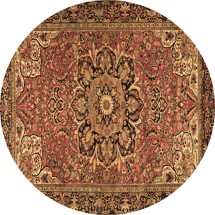 Round Machine Washable Persian Brown Traditional Rug, wshtr2291brn