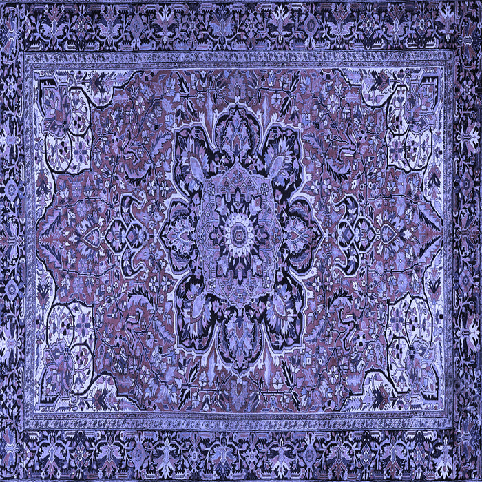 Square Machine Washable Persian Blue Traditional Rug, wshtr2291blu
