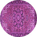 Round Machine Washable Persian Purple Traditional Area Rugs, wshtr2291pur