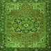 Round Machine Washable Persian Green Traditional Area Rugs, wshtr2291grn