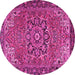 Round Machine Washable Persian Pink Traditional Rug, wshtr2291pnk