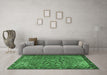 Machine Washable Persian Emerald Green Traditional Area Rugs in a Living Room,, wshtr2291emgrn