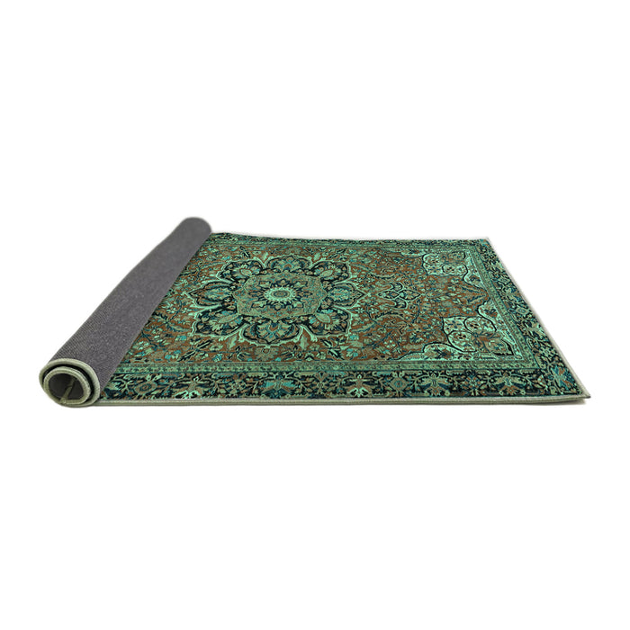 Sideview of Persian Turquoise Traditional Rug, tr2291turq