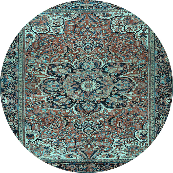 Round Persian Light Blue Traditional Rug, tr2291lblu