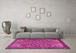 Machine Washable Persian Pink Traditional Rug in a Living Room, wshtr2291pnk