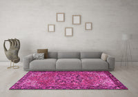 Machine Washable Persian Pink Traditional Rug, wshtr2291pnk