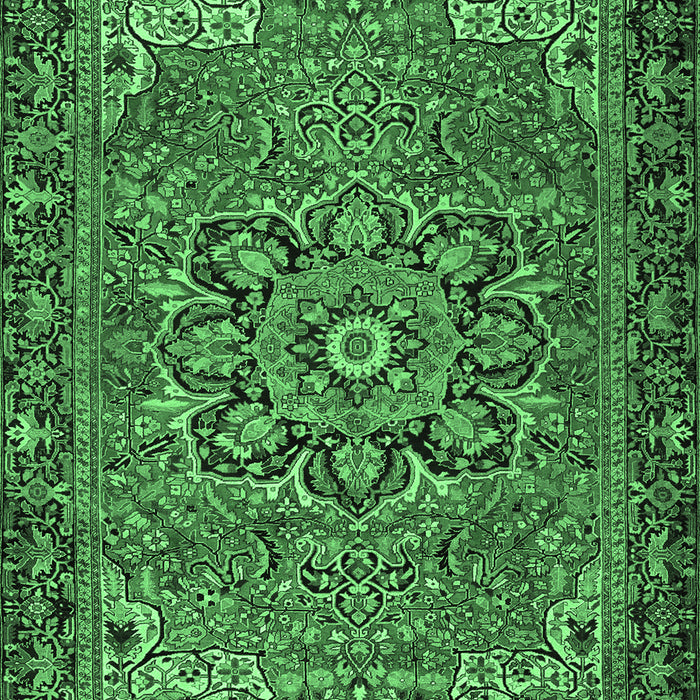 Machine Washable Persian Emerald Green Traditional Area Rugs, wshtr2291emgrn