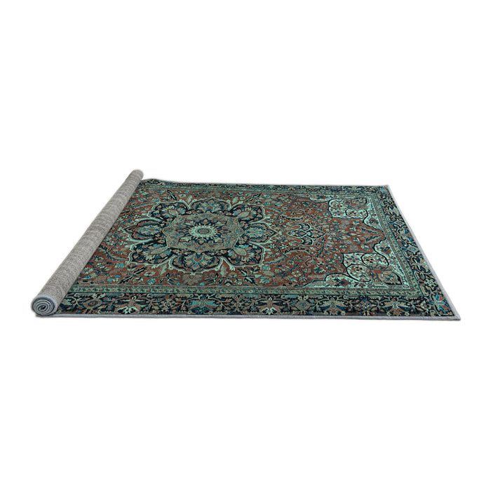 Sideview of Machine Washable Persian Light Blue Traditional Rug, wshtr2291lblu