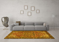 Machine Washable Persian Yellow Traditional Rug, wshtr2291yw