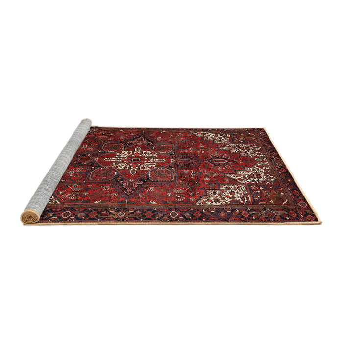 Sideview of Machine Washable Traditional Chestnut Brown Rug, wshtr2292